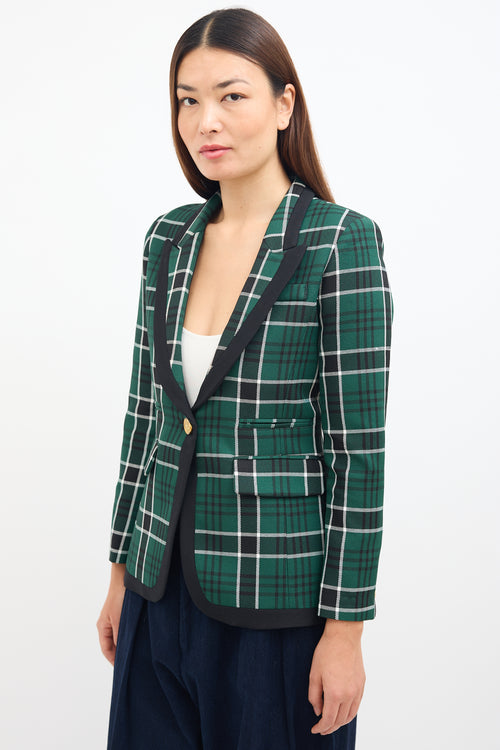 Smythe Green 
Black Plaid Peak Lapel Blazer