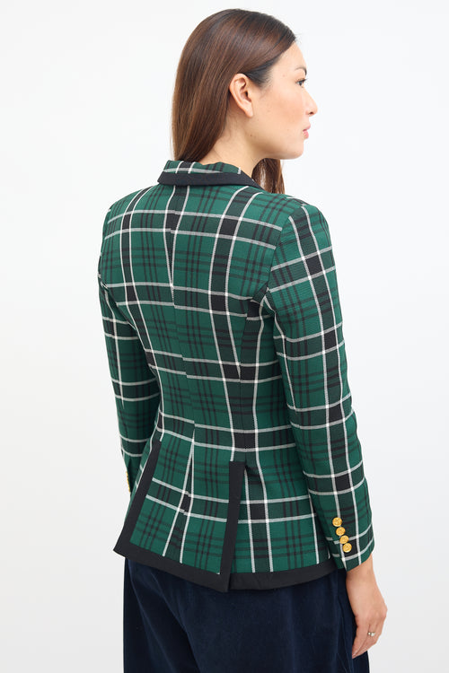 Smythe Green 
Black Plaid Peak Lapel Blazer