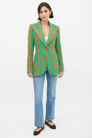 Smythe Green 
Brown Wool Check Blazer