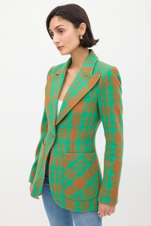 Smythe Green 
Brown Wool Check Blazer