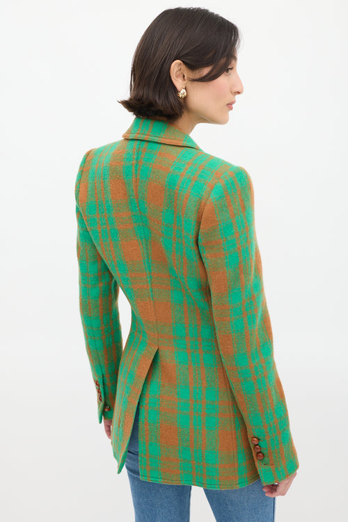 Smythe Green 
Brown Wool Check Blazer