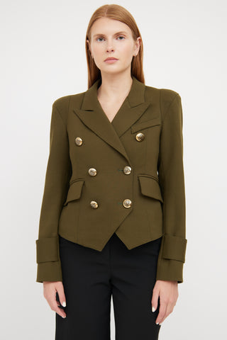 Smythe Green Cropped Double Breasted Blazer