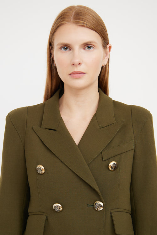 Smythe Green Cropped Double Breasted Blazer