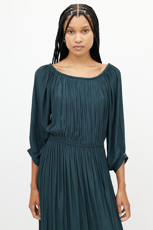 Smythe Green Gathered Midi Dress