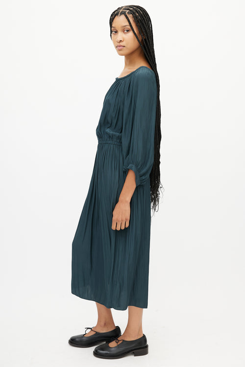 Smythe Green Gathered Midi Dress