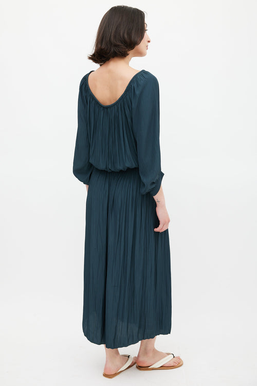 Smythe Green Gathered Midi Dress