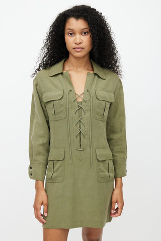 Smythe Green Lace Up Shirt Dress