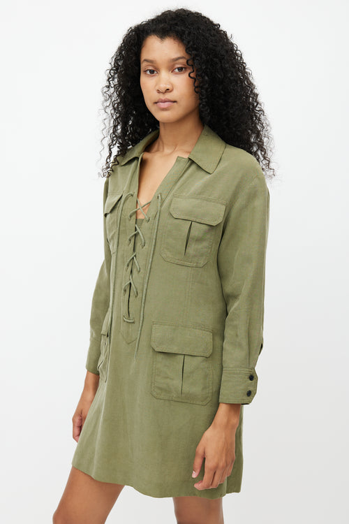 Smythe Green Lace Up Shirt Dress