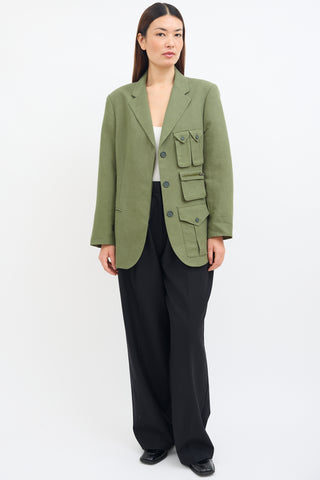 Smythe Green Linen Surplus Cargo Blazer