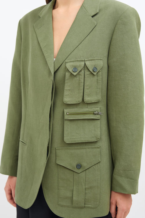 Smythe Green Linen Surplus Cargo Blazer