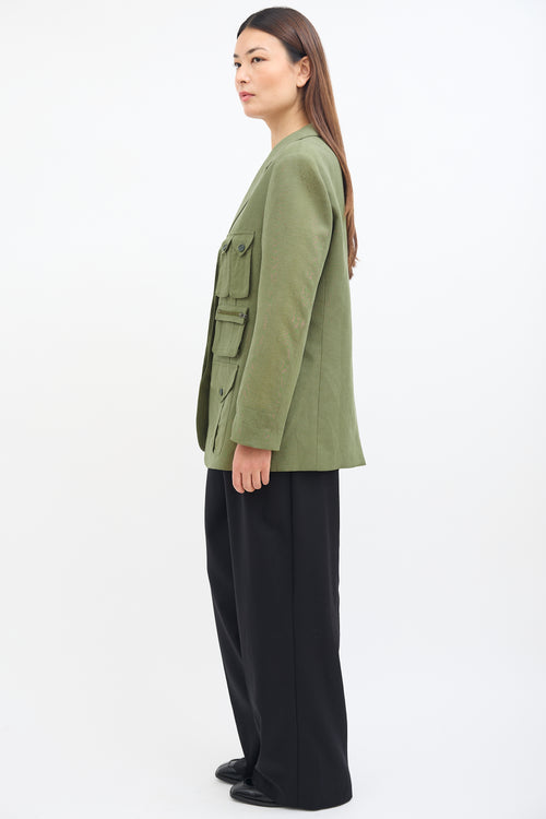 Smythe Green Linen Surplus Cargo Blazer