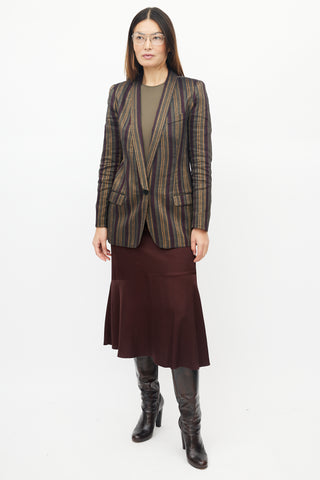 Smythe Green 
Multicolour Striped Linen Blazer