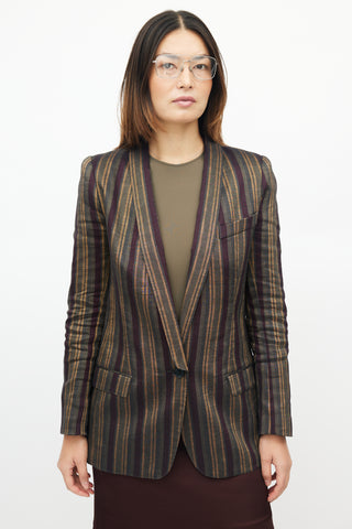 Smythe Green 
Multicolour Striped Linen Blazer