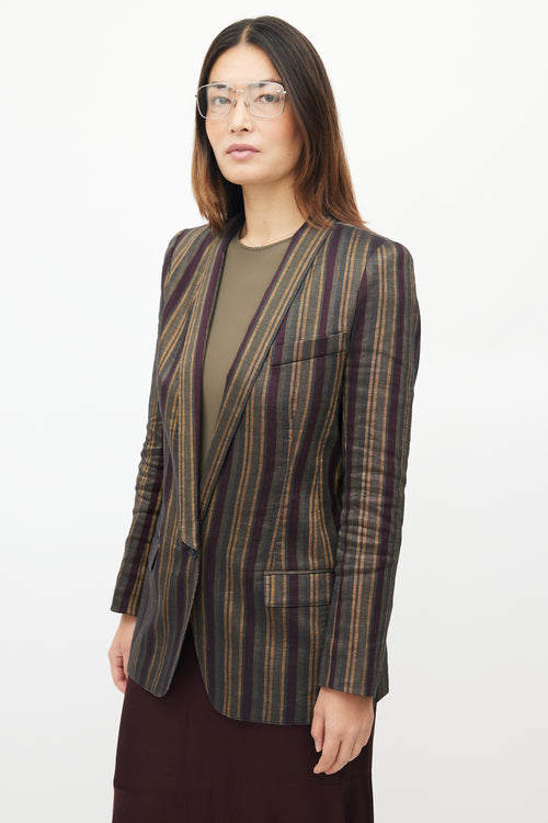 Smythe Green 
Multicolour Striped Linen Blazer