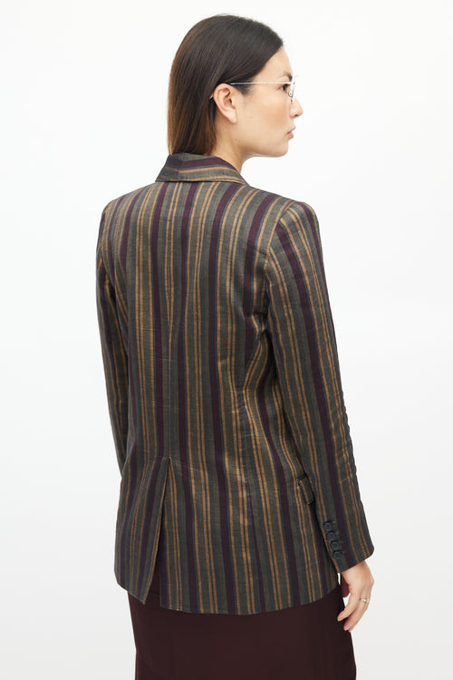 Smythe Green 
Multicolour Striped Linen Blazer