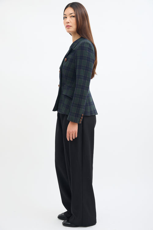 Smythe Green 
Navy Wool Plaid Blazer