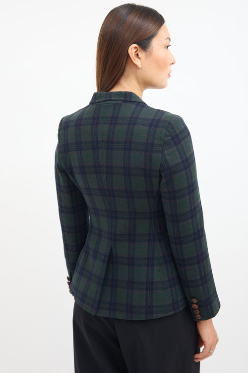 Smythe Green 
Navy Wool Plaid Blazer