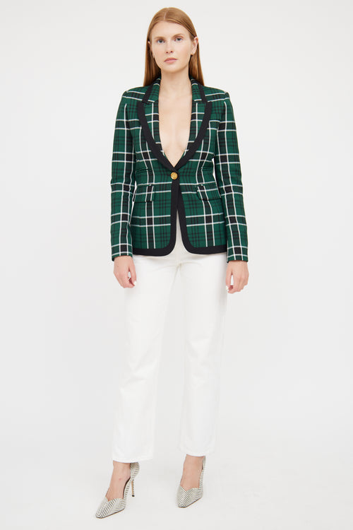 Smythe Green, Black 
White Plaid Blazer