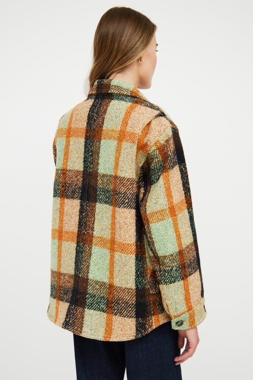 Smythe Brown 
Green Wool Blend Plaid Jacket