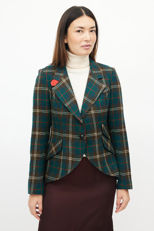 Smythe Green 
Red Wool Plaid Blazer