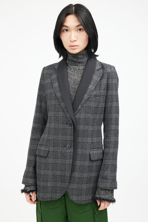 Smythe Grey 
Black Wool Plaid Blazer