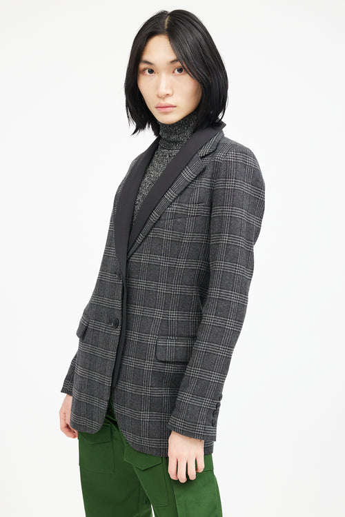 Smythe Grey 
Black Wool Plaid Blazer