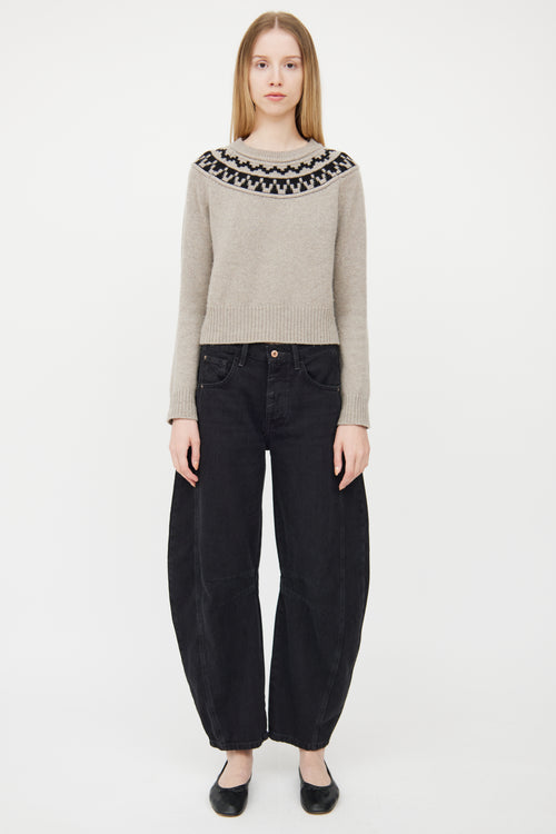 Smythe Grey 
Black Cashmere Fair Isle Sweater