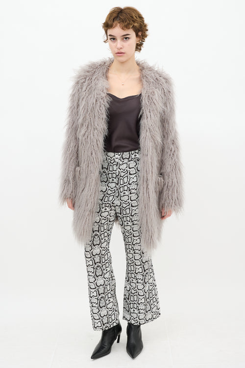 Smythe Grey Faux Fur Coat