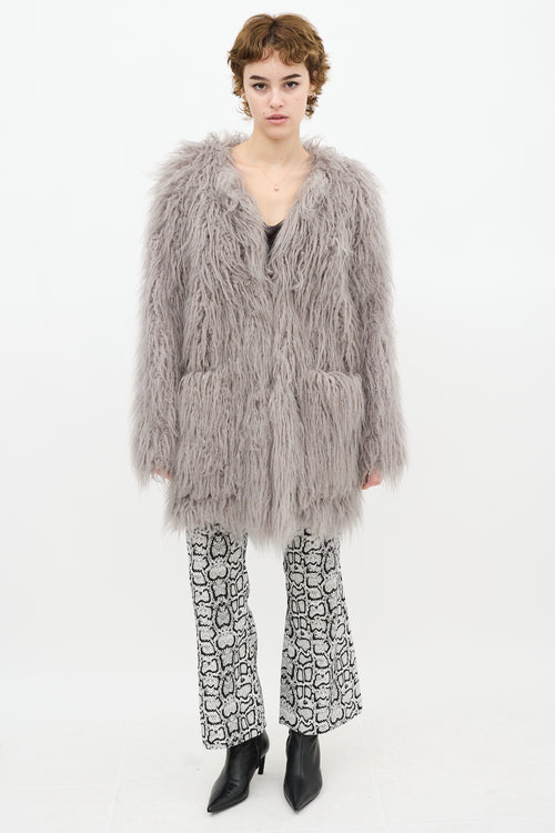 Smythe Grey Faux Fur Coat