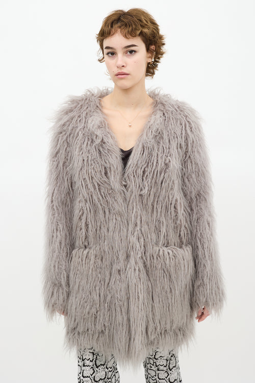 Smythe Grey Faux Fur Coat