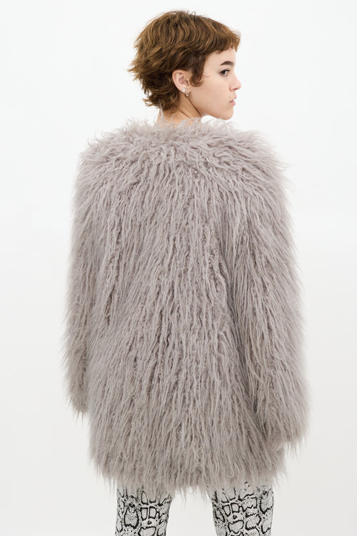 Smythe Grey Faux Fur Coat