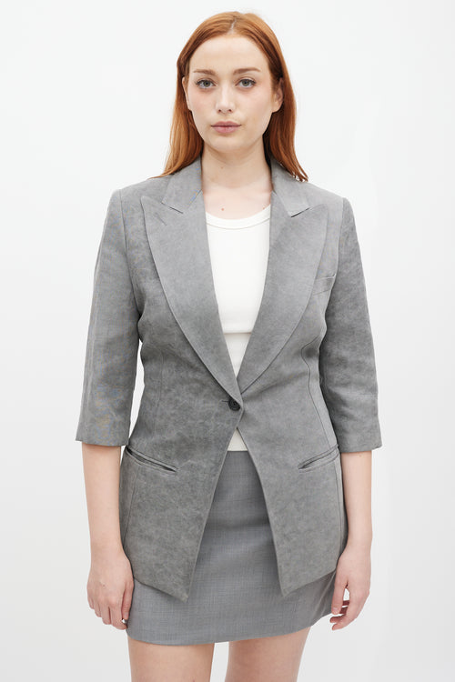 Smythe Grey Linen Three Quarter Sleeve Blazer