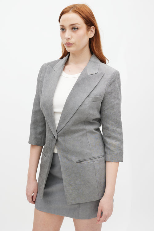 Smythe Grey Linen Three Quarter Sleeve Blazer