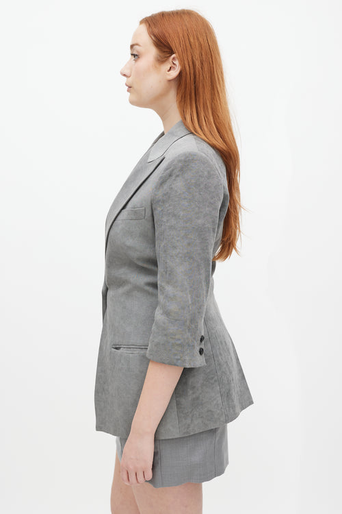 Smythe Grey Linen Three Quarter Sleeve Blazer