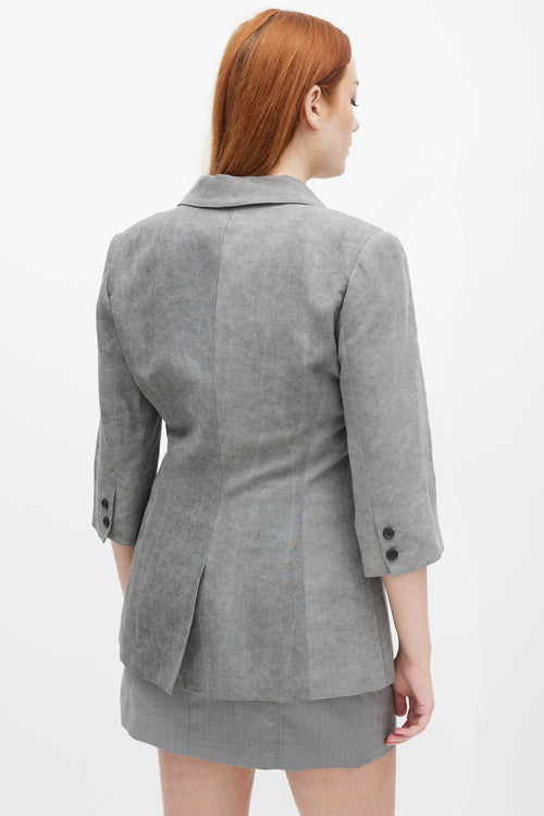 Smythe Grey Linen Three Quarter Sleeve Blazer