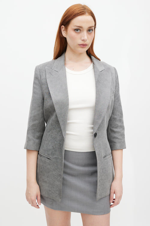 Smythe Grey Linen Three Quarter Sleeve Blazer