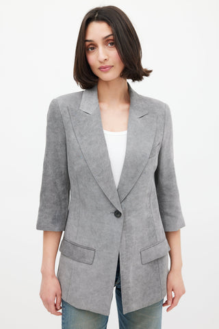 Smythe Grey Linen Three Quarter Sleeve Blazer