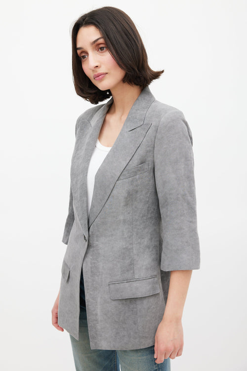 Smythe Grey Linen Three Quarter Sleeve Blazer