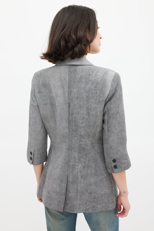 Smythe Grey Linen Three Quarter Sleeve Blazer