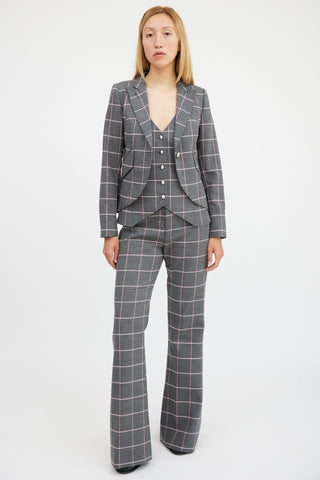 Smythe Grey 
Pink Plaid Three Piece Suit