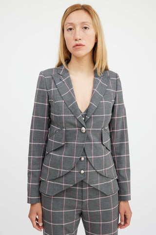 Smythe Grey 
Pink Plaid Three Piece Suit