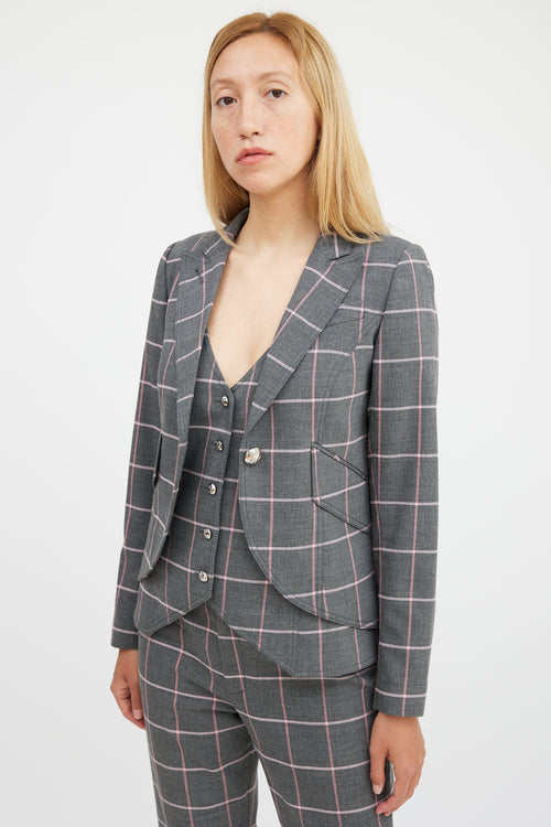 Smythe Grey 
Pink Plaid Three Piece Suit