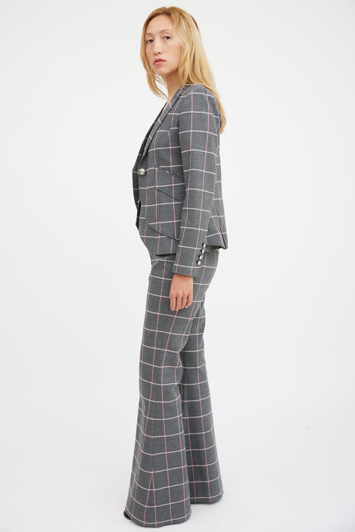 Smythe Grey 
Pink Plaid Three Piece Suit