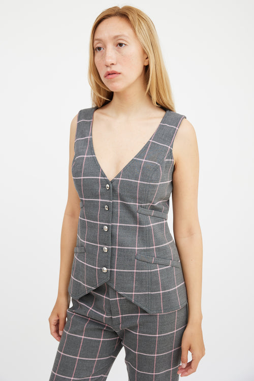 Smythe Grey 
Pink Plaid Three Piece Suit