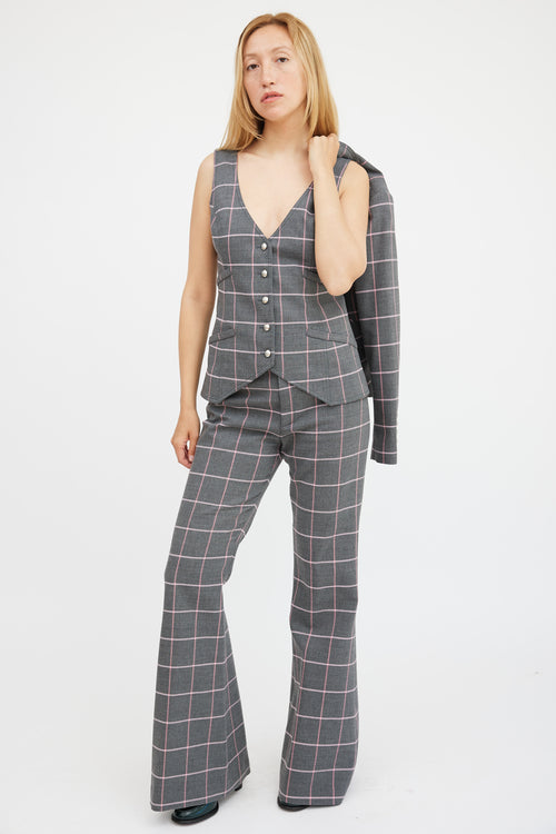 Smythe Grey 
Pink Plaid Three Piece Suit