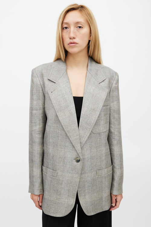 Smythe Grey Plaid Oversized Notch Lapel Blazer