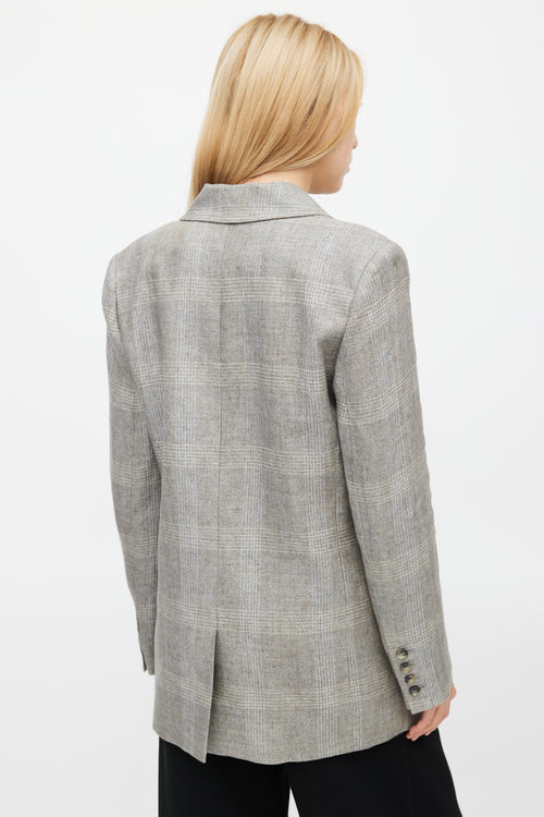 Smythe Grey Plaid Oversized Notch Lapel Blazer