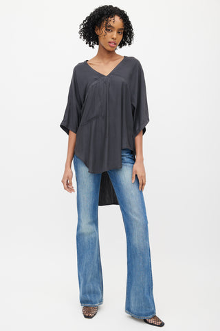 Smythe Grey V-Neck Top