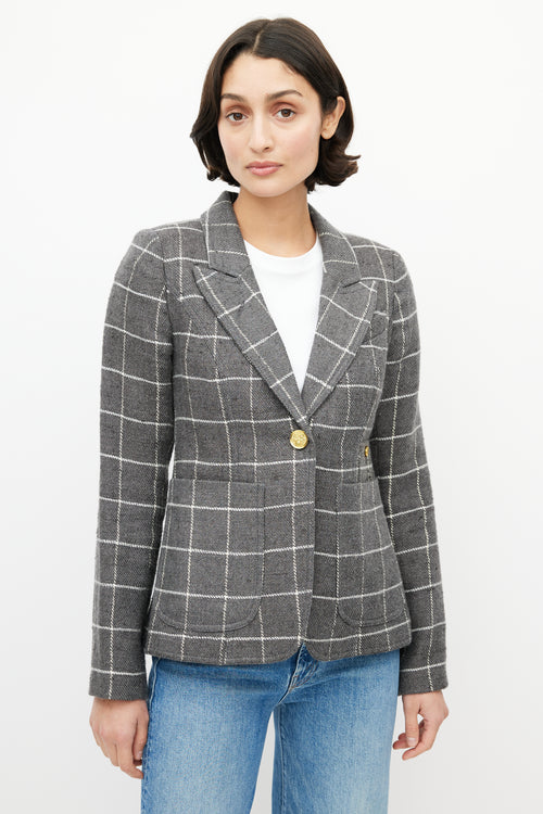 Smythe Grey 
White Wool Windowpane Blazer