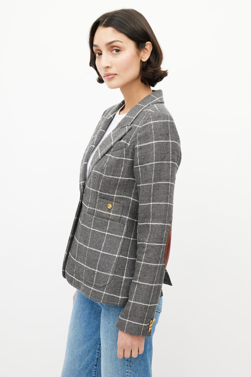 Smythe Grey 
White Wool Windowpane Blazer